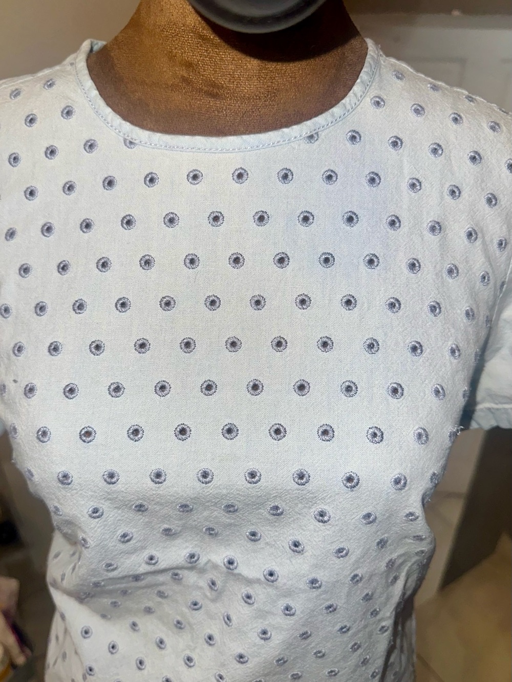 Madewell Light Blue Eyelet Short Sleeve Top
